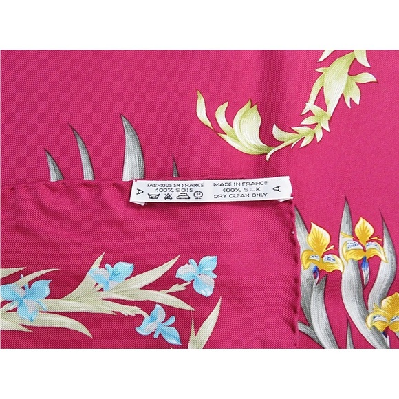 Hermes Silk Scarf - Rich Magenta with Floral Design - Picture 10 of 11